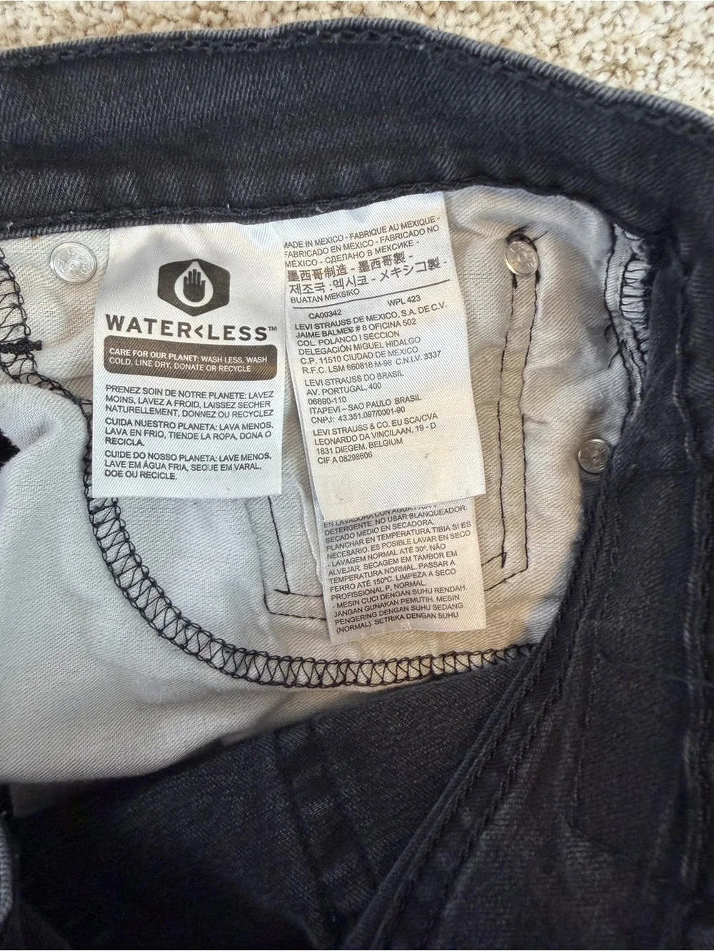 Levis Strauss 502 Jeans Slim Fit Stretch Black Men’s Size 33x32